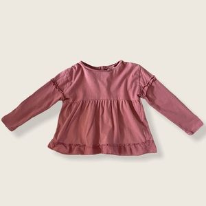 Zara Toddler Girl Shirt 18M 24M Mauve Pink Sleeve